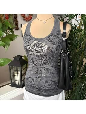 grey y2k grunge cutout tank top
